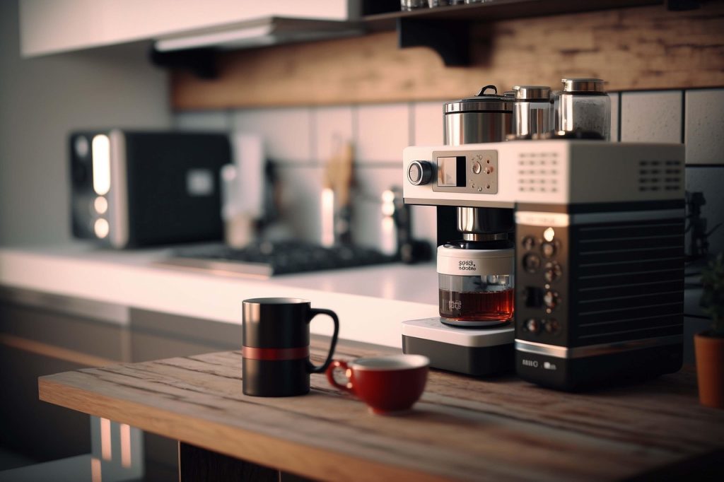 coffee machine, modern kitchen home coffee brewing